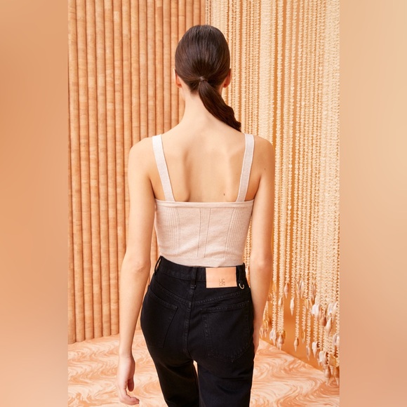 Ulla Johnson Giselle Oatmeal Beige Merino Wool Knit Square Neck Tank Top EUC S - Picture 2 of 11